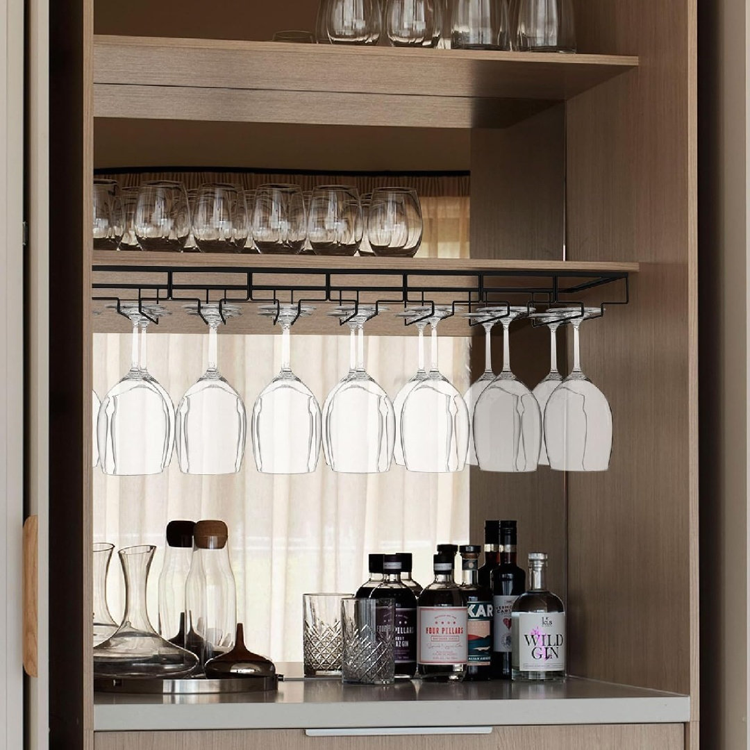 Prep & Savour 8-Row Wine Glass Rack For Bars And Kitchen Counters, 32 X ...