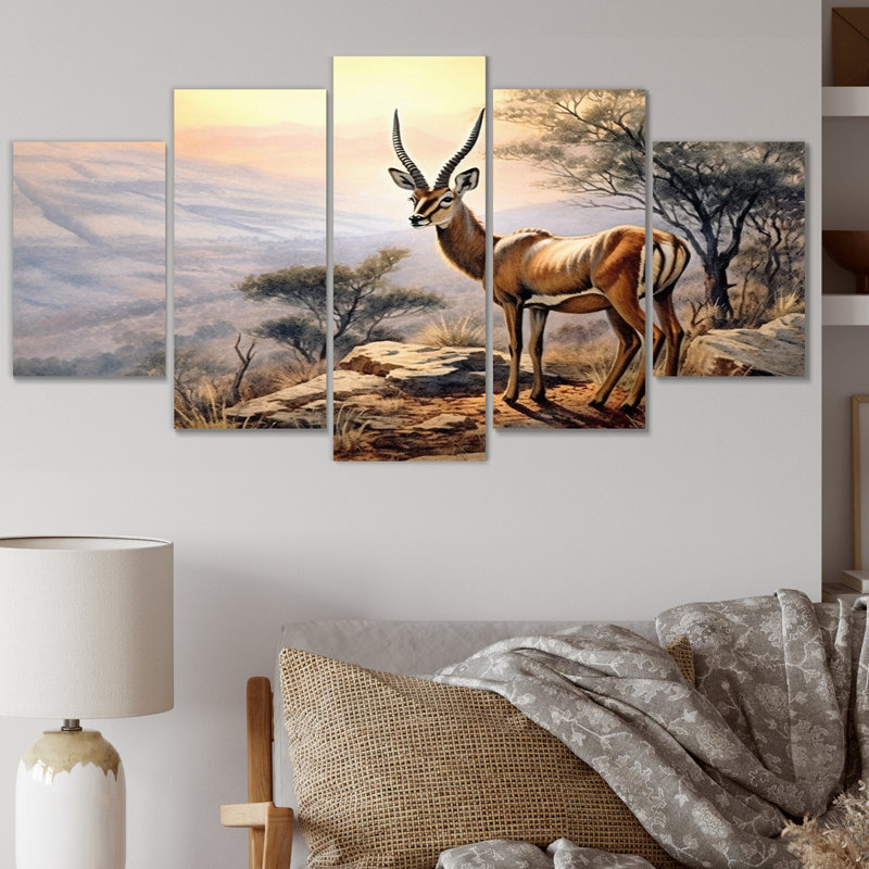 Graceful Antelope III - Animals Canvas Print - 5 Panels