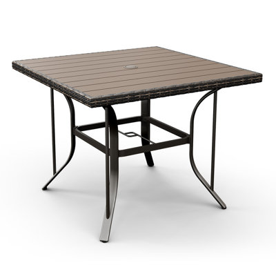 Hainer Square Rattan Outdoor Dining Table with Parasol Hole for 4 People by Wildon Home