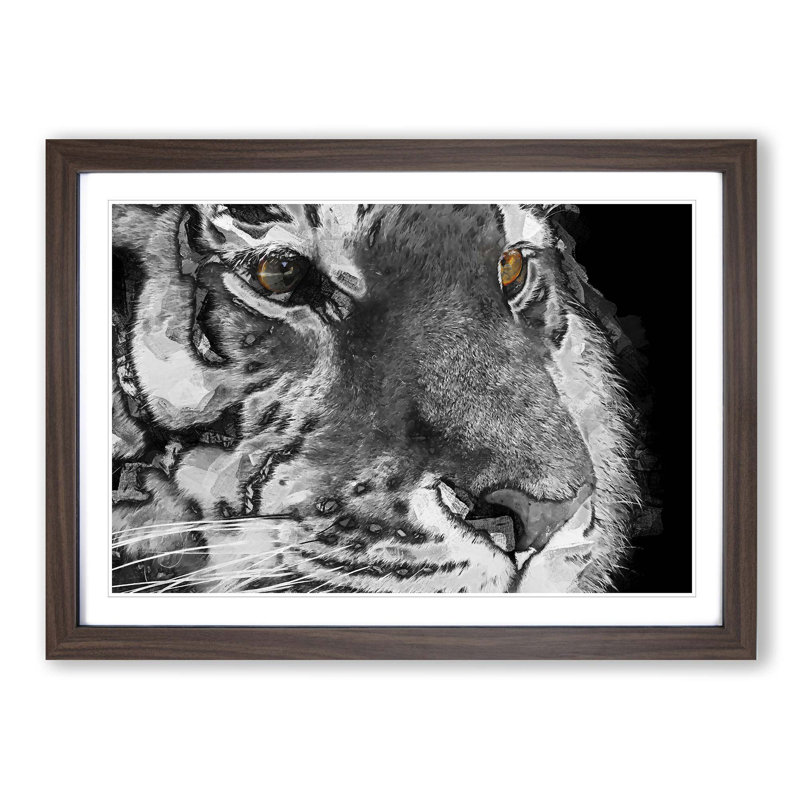 Eyes of the Tiger in Abstract - Picture Frame Graphic Art Print, 62cm H x 87cm W x 2cm D, Walnut Framed
