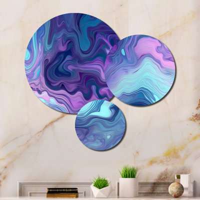 Turquoise mauve marbré fusion II - art mural abstrait