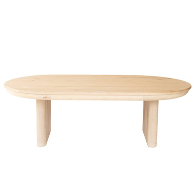 54" Natural Solid Wood Oval Solid Coffee Table