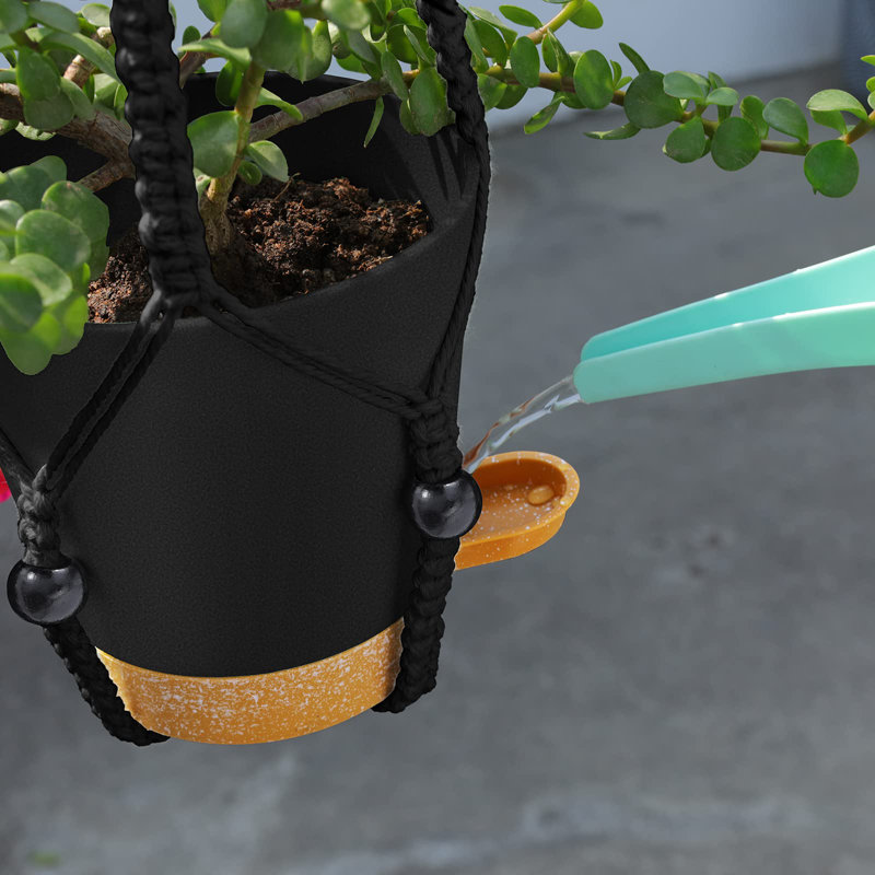 Jardinières suspendues pour plantes d'intérieur, panier suspendu 5 pièces pour décoration intérieure Boho, support à plantes en macramé, noir
