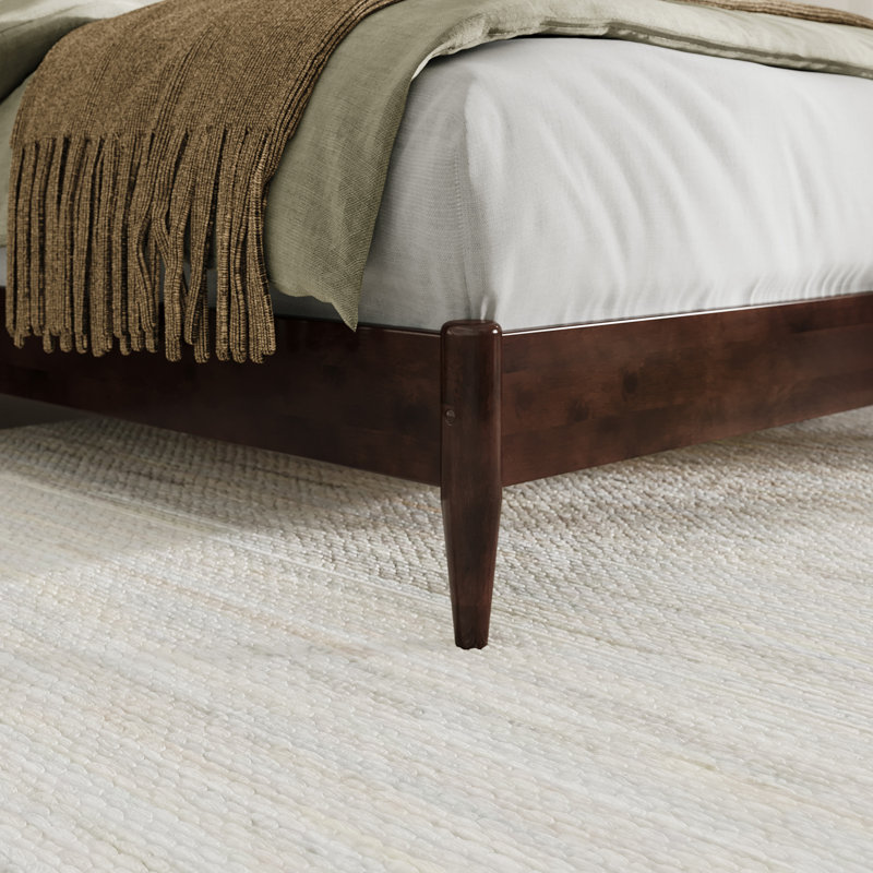 Ambrey Solid Wood Low Profile Sleigh Platform Bed with Matching Footboard, Walnut, Queen