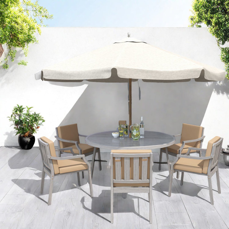 Ensembles de salle à manger spacieux en bois, gris antique, confort pour le jardin
