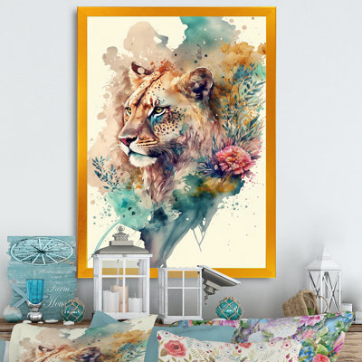 «Cute Lions Floral II», impression sur toile