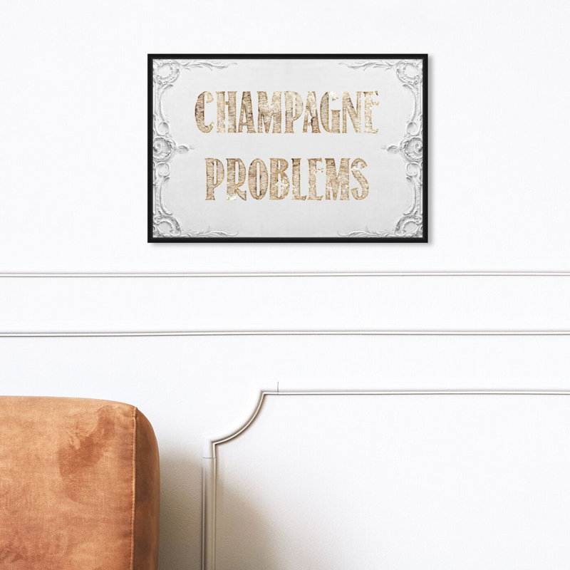 Champagne Problems - Floater Frame, impression, Cadre flottant noir, L 15 po x H 10 po