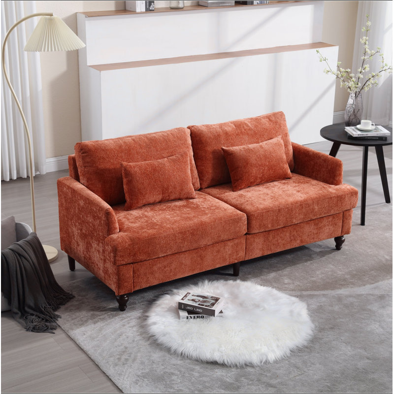 Mid Century Modern chenille Fabric Loveseat sofa, 2-Seat Upholstered Loveseat Sofa Modern Couch for Living Room,wood feet sofa for Bedroom, Reading
