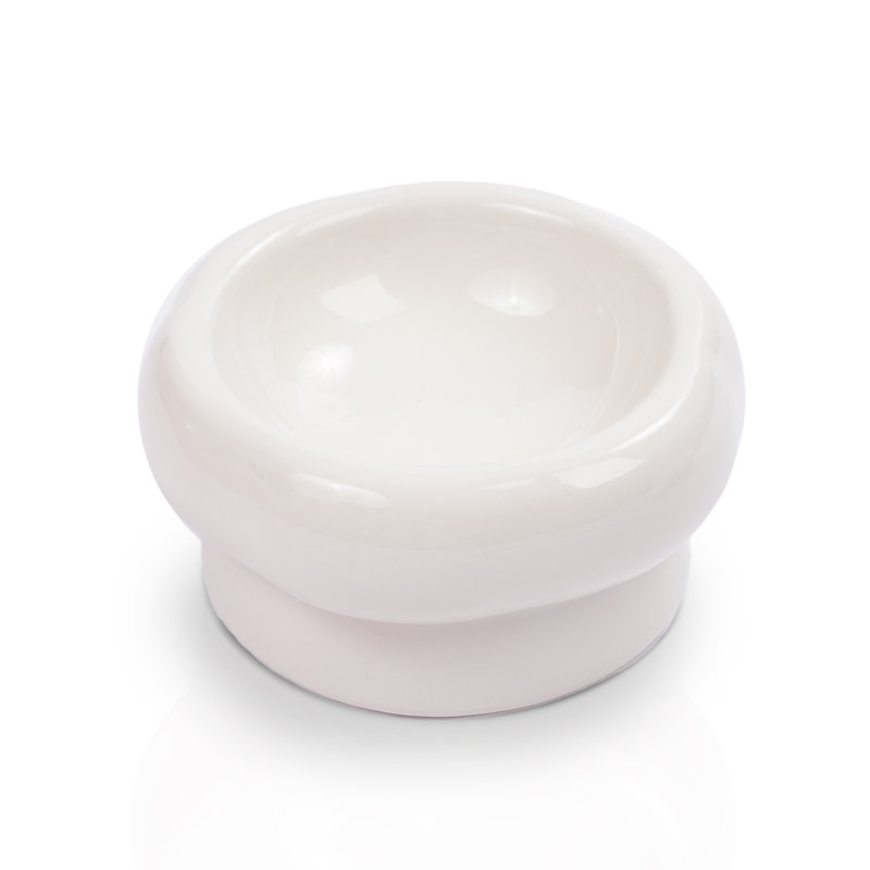 P.t. Supply Co. Abstract Bubble Shaped White Stoneware Elevated Pet Bowl, Raised Ceramic Food & Water Dish For Dogs And Cats