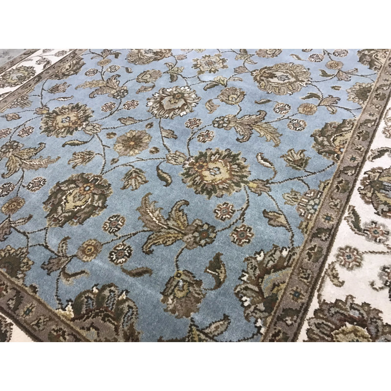 Hand-Knotted High-Quality Blue and Ivory Area Rug