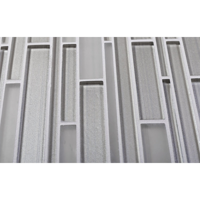 11.8" x 12.2" Glass Mosaic Tile, White