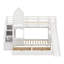 Lit superposé simple au-dessus d'un lit simple de style château avec tiroirs, tablettes et glissoire-1460179795-1460179789