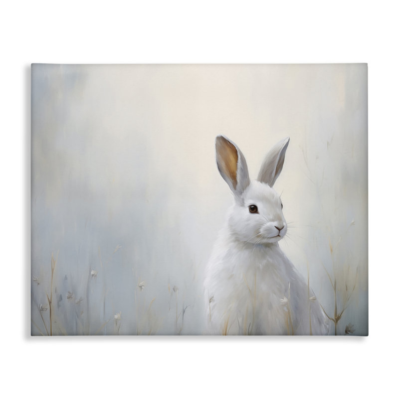 Art mural sur toile Serene White Rabbit, design par Arlington Prints, H 30 po x l 40 po