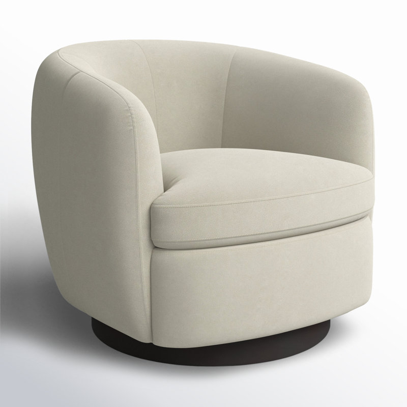 Fauteuil demi-tonneau pivotant rembourré Marcy, Bella Beach Performance Velvet/Black