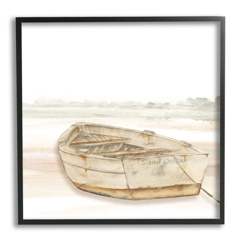 Barque de sable, H 17 po x l 17 po x P 1,5 po, Giclée encadrée noir minuit