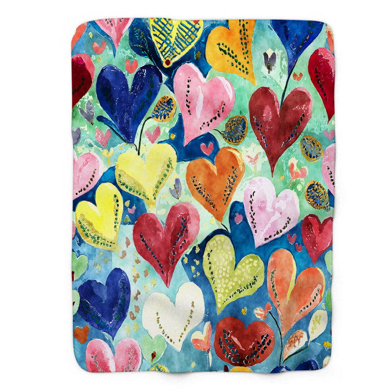 Rainbow Heartbeat Throw Blanket, 50" W x 60" L