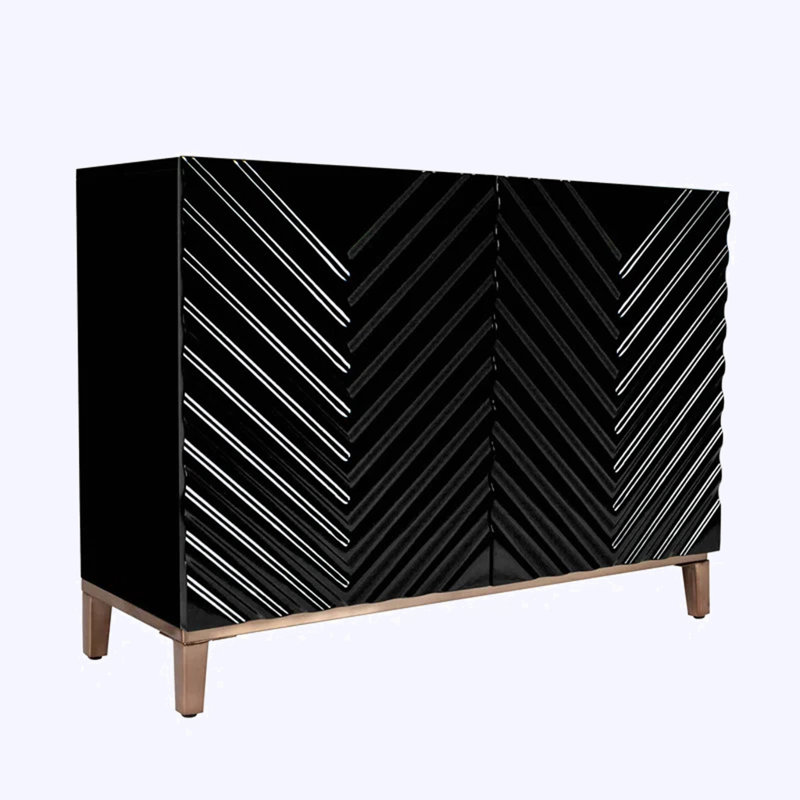 Buffet moderne avec tablettes réglables, Noir, noir, noir, noir