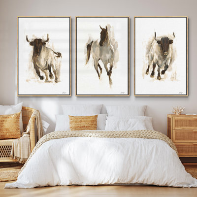" Rustic Bull II " 3 Piece Art Oil Set