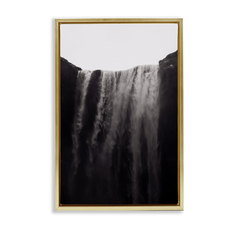 Cadre flottant Skogafoss, H 31 po x l 21 po, Cadre flottant métallique doré
