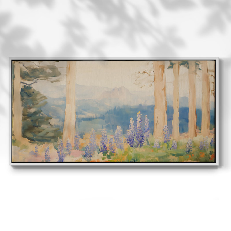 Série paysage - CLXVI - Toile tendue avec châssis, prête à accrocher, H 25 po x l 49 po, Blanc