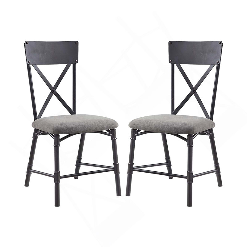 Ensemble de 2 chaises d'appoint avec coussin de siège, gris et noir sable