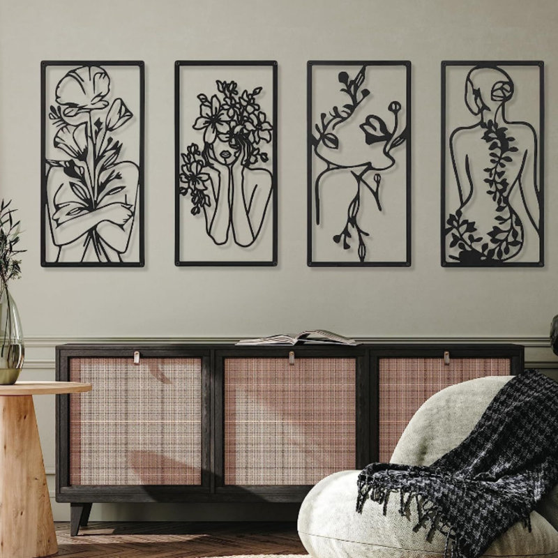 Ensemble de 4 décorations murales en métal