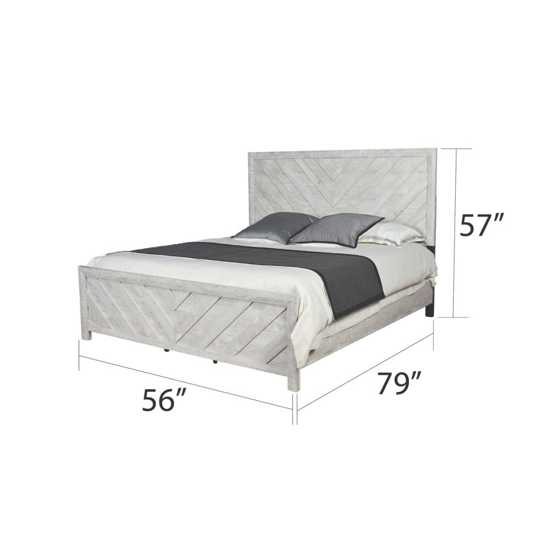 Grey Full Bed, Modern And With Solid Wood Construction Contemporary Bedroom Bed In Grey, Rails Headboard