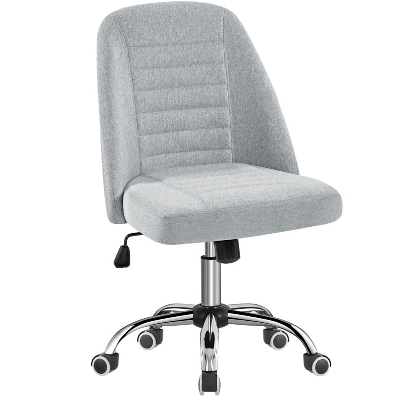 Modern Office Chair with Silver Chrome Base, Light Grey