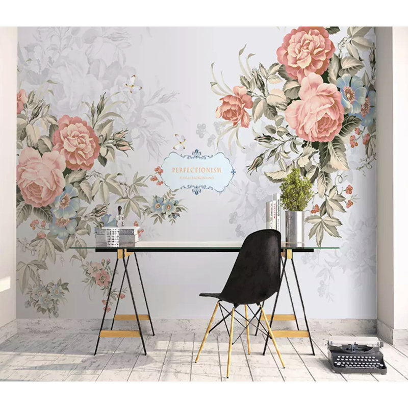 Floral Wall Mural, 9.5' L x 17' W