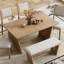Ensemble de table de salle à manger 6 pièces pour 6, table de cuisine en bois de 60 po et 4 chaises avec banc et base en tréteaux pour la cuisine et la salle à manger-1165685491-1165685452