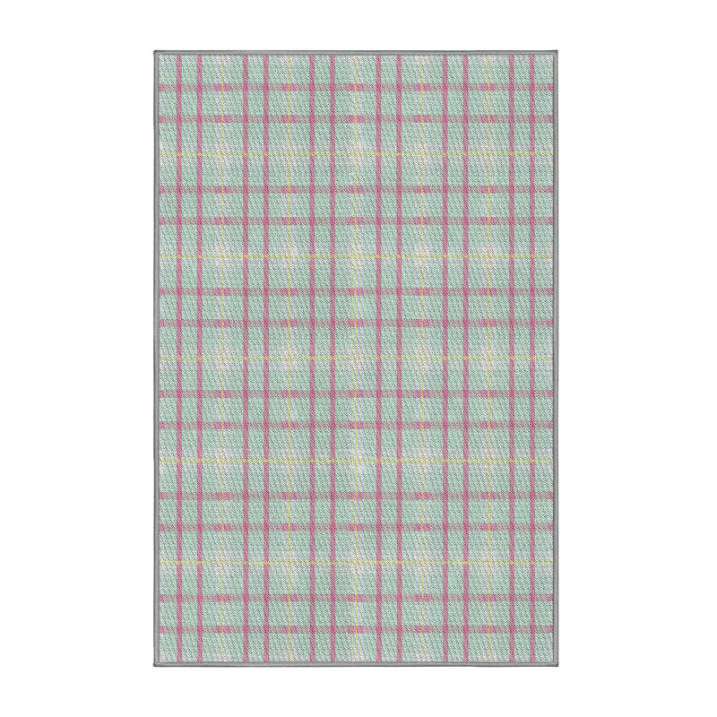Tapis décoratif à carreaux bleu de Pollman, Rectangle 7 pi x 9 pi