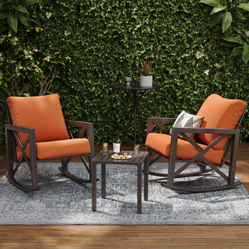 3 Piece Outdoor Conversation Set, Orange