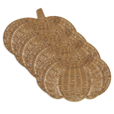 Fall Harvest Rattan Pumpkin Placemat (Set of 4)