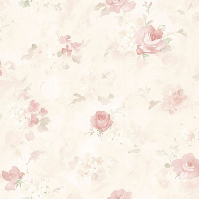 Rouleau de papier peint à paillettes L 33 pi x l 21 po Concord, Crème / Vert / Rose