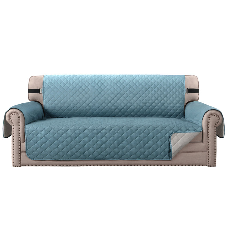 Housse pour fauteuil à coussins carrés/rectangulaires, 100 % polyester gris-bleu, H 75 po x l 66 po x P 22 po