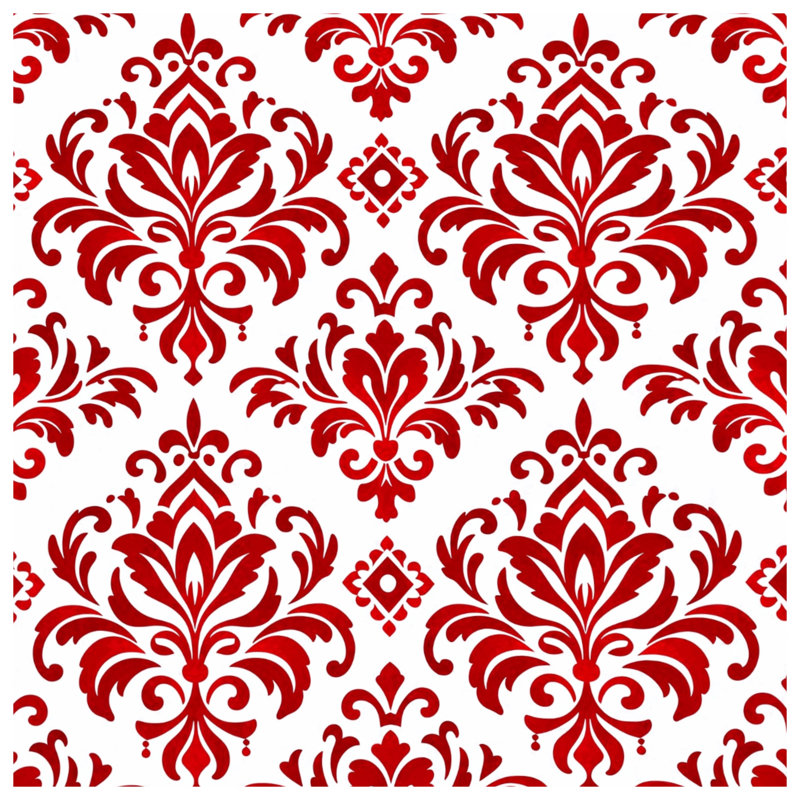 Red Damask Pattern Comforter, Queen