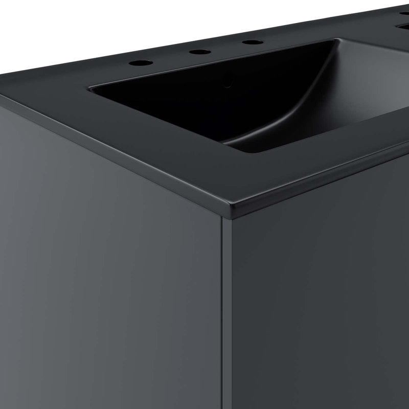  Vitality 48" Double Sink Bathroom Vanity, Gray, Black
