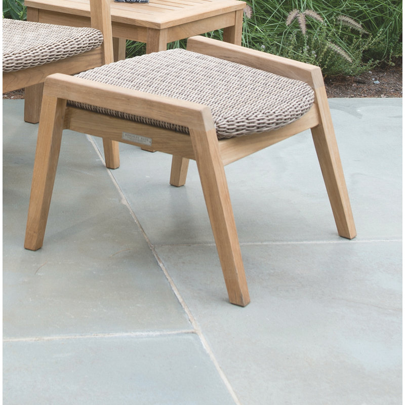 Spencer Outdoor Teak Ottoman, Teak, Willow