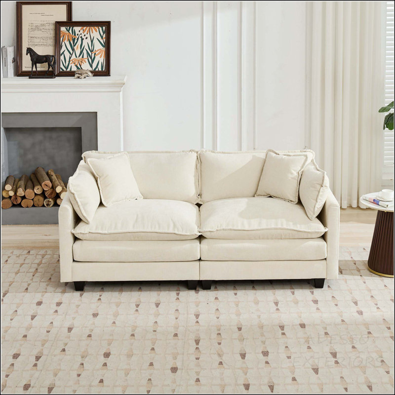 Canapé modulaire Cloud avec coussin double couche, Chenille beige