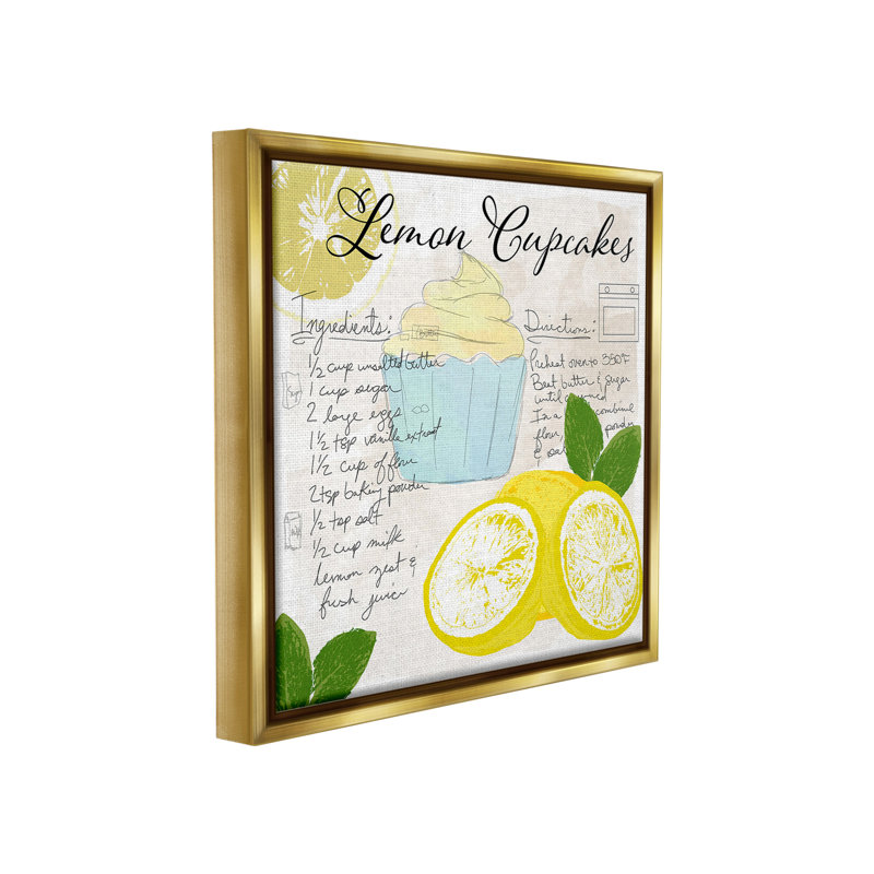 «Lemon Cupcake Recipe» par Daniela Santiago sur, Cadre flottant métallique doré, H 25 po x l 25 po