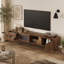 Meuble télé moderne et minimaliste de 76 pouces avec portes vitrées, compatible avec les téléviseurs jusqu'à 85 pouces, meuble multimédia en bois avec rangements.