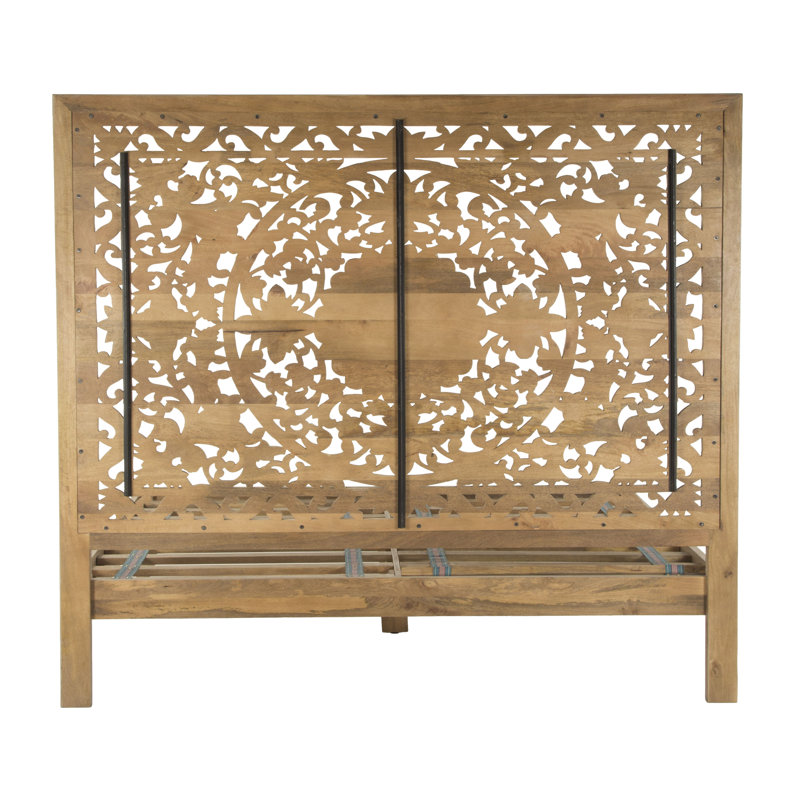 Taj Solid Wood Bed, Light Brown, King