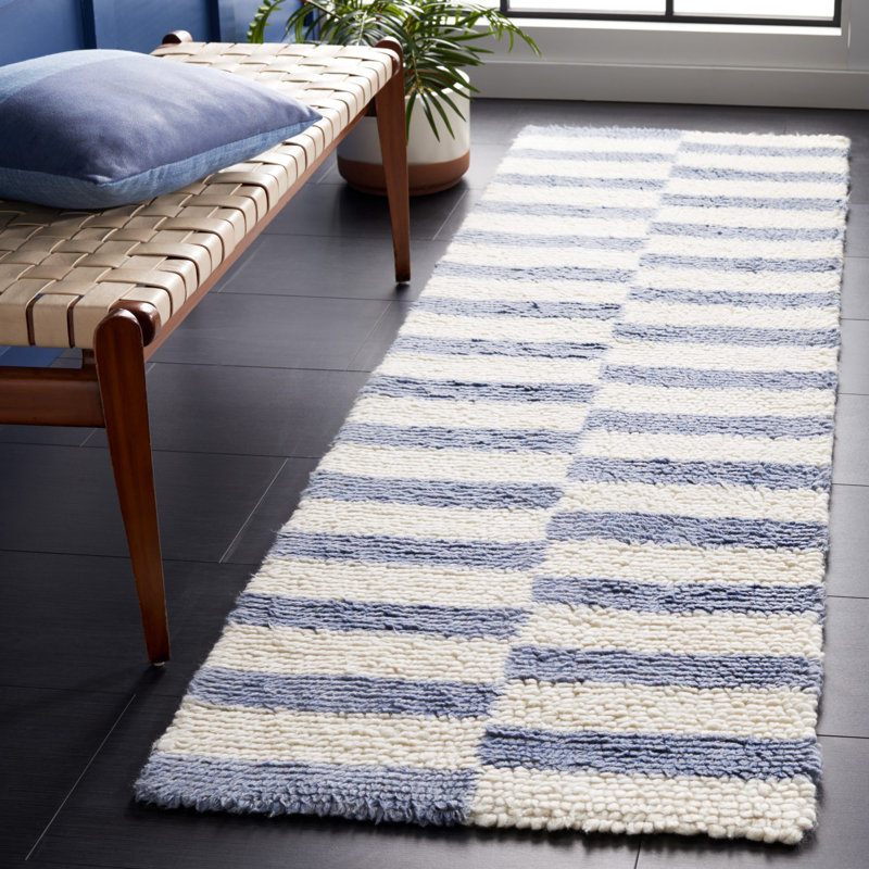 Aily Hand Tufted New Zealand Wool And Cotton With Latex Geometric Rug, Runner 2'3" x 8'