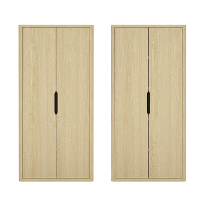 Bibliothèque moderne à 5 tablettes avec portes en chêne naturel H 79 "x l 38" Rivington