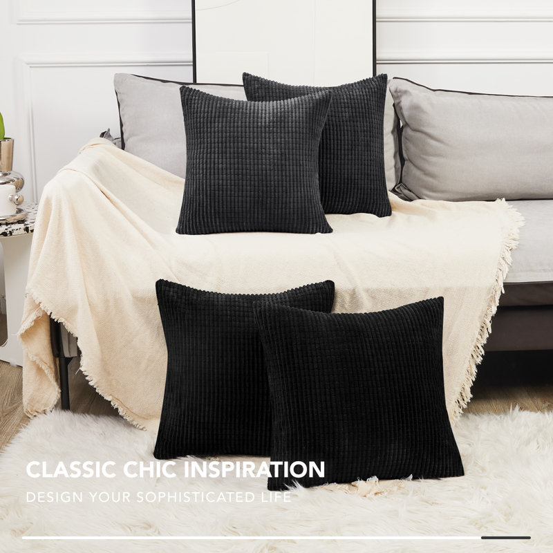 Deconov Square Pillow Cover, 24" x 24", Black