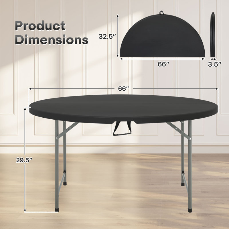 Table pliante ronde en plastique, table de banquet de fête pliable portative pour camping pique-nique en plein air