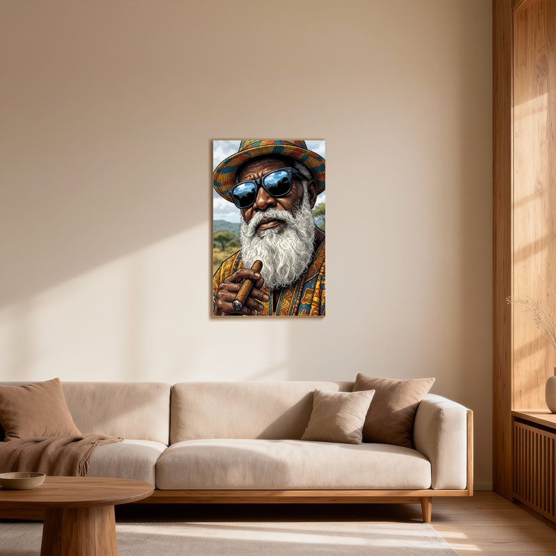 Impression de motif de chapeau de lunettes de soleil mode coloré avec barbe et cigare, H 40 po x l 28 po