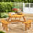 Floden Outdoor 6-Person Dining Sets With 3 Curved Benches, Round Tabletop And Umbrella Hole-2099939850
