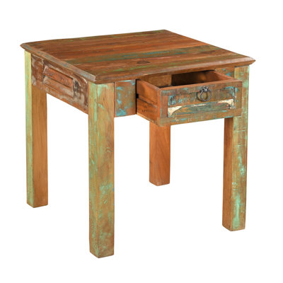 Shabby Chic Reclaimed Wood Nightstand with Drawer, Rustic Farmhouse Side Table