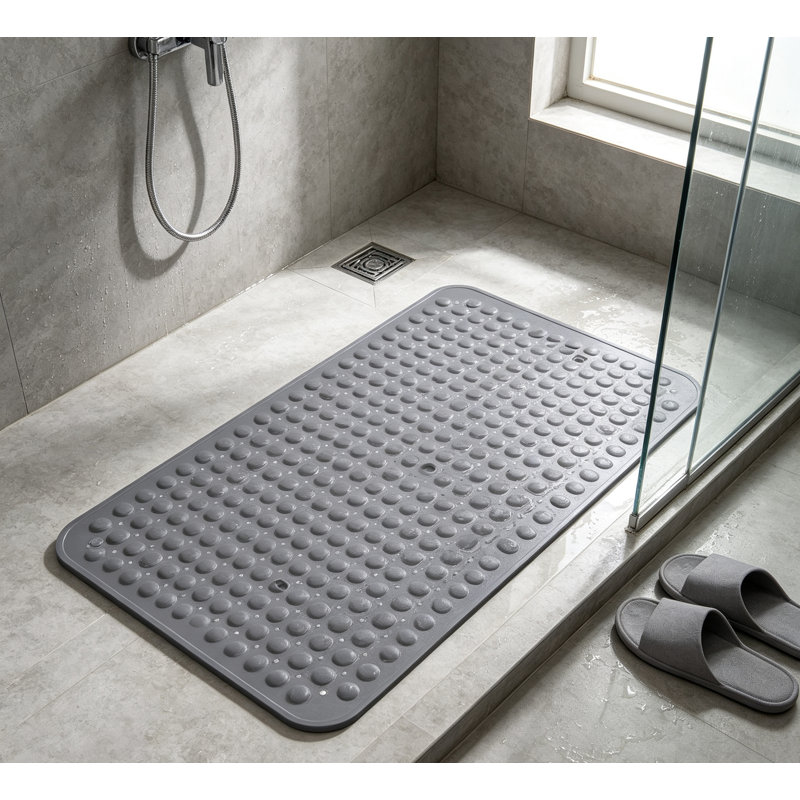 Tapis de douche extra large et épais en TPE antidérapant avec ventouses, 90 x 60 cm, tapis de bain massant pour les pieds, idéal pour les douches à l'italienne, les spas et les usages commerciaux.